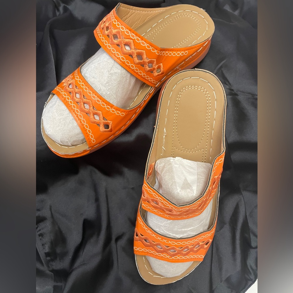 🦋🦋2 for $20.00🦋🦋Orange Ladies Slip-On Sandals - NWOT